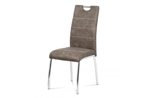 Scaun modern de dining maro cu picioare cromate HC-486