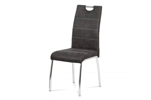 Scaun de dining modern gri cu picioare cromate HC-486