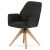 Scaun modern pivotant negru cu picioare din stejar, tapițerie din țesătură HC-539