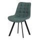 Scaun de sufragerie, tapițerie din material verde, efect piele periată, picioare din metal negru