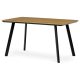 Masă de sufragerie de culoare stejar 140x80 cm, blat MDF, decor melaminat stejar, cadru metalic, lac negru