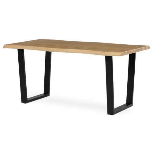 Masă de sufragerie, 160x90x75 cm, blat MDF, decor stejar salbatic, picioare metalice in forma de U