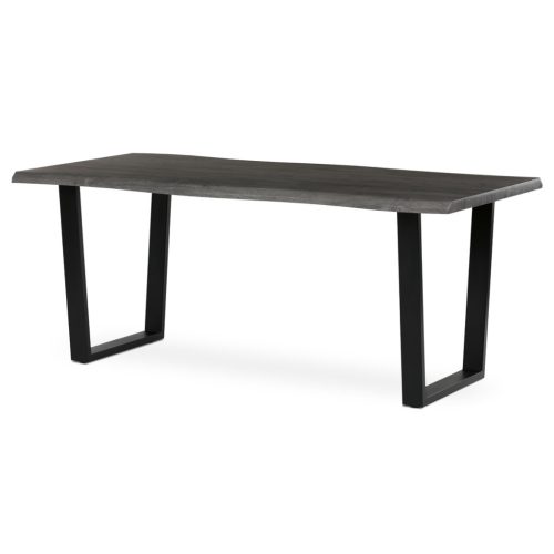 Masă de sufragerie, 180x90x75 cm, blat MDF, decor stejar gri, picioare metalice in forma de U