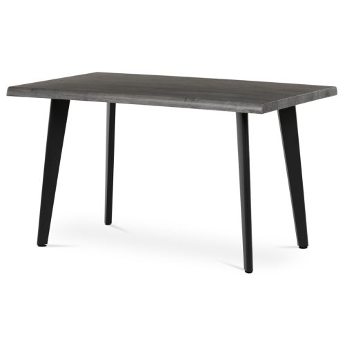 Masă de sufragerie, 130x80x75 cm, blat MDF, decor stejar gri, picioare metalice