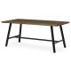 Masă de sufragerie, 180x90cm, furnir, culoare nuc, picioare din metal negru