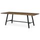 Masă de sufragerie, 220x90cm, furnir, culoare nuc, picioare din metal negru