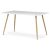 Masă de sufragerie 140x80, MDF, blat alb mat, picioare metalice de culoare stejar