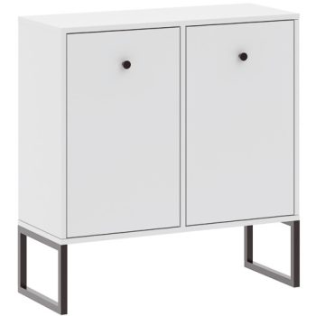 Comodă cu 2 uși, culoare albă, LINEA 77 cm.