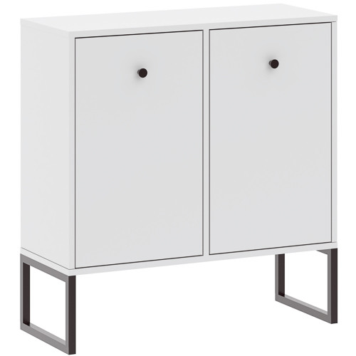 Comodă cu 2 uși, culoare albă, LINEA 77 cm.