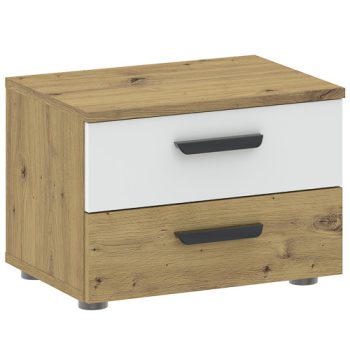 Noptieră BASIC TWO stejar/alb