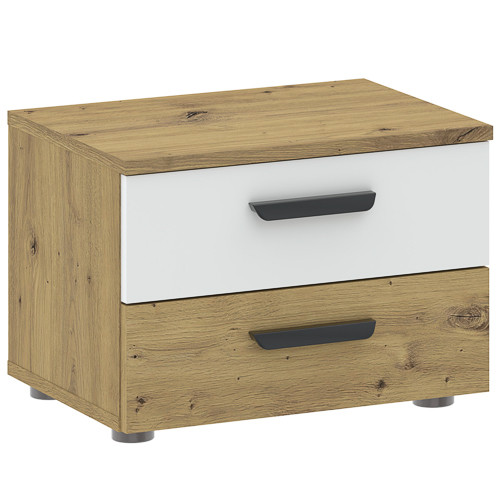 Noptieră BASIC TWO stejar/alb