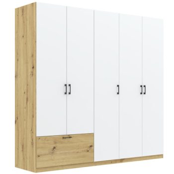 Dulap pentru haine stejar/alb mat, 225 cm. ALTA