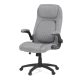 Scaun de birou Premium, material gri, suport lombar reglabil, cruce din plastic neagră, roti pentru podele dure