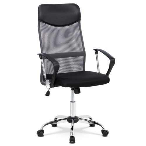 Scaun de birou cu spătar din piele ecologică, material MESH negru si husa MESH gri
