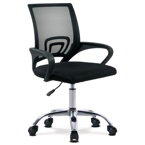 Scaun pivotant de birou negru cu ochiuri de plasă. KA-L103. Capacitate de încărcare: 110 kg.