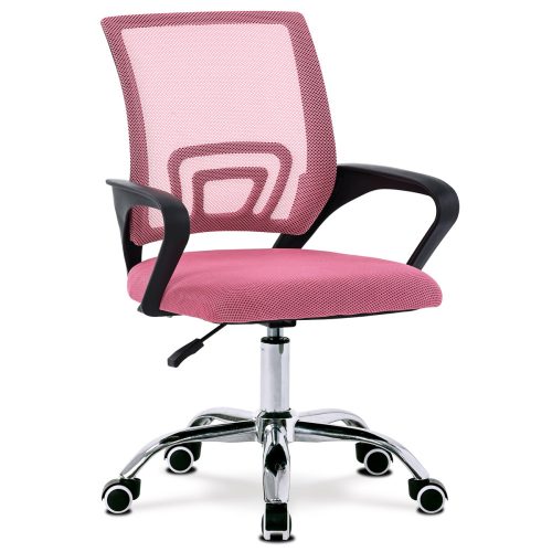 Scaun pivotant de birou roz cu ochiuri de plasă. KA-L103. Capacitate de încărcare: 110 kg.