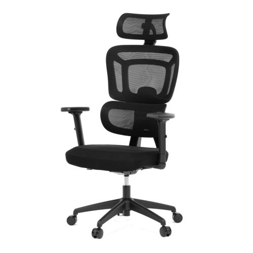 Scaun Modern De Birou Negru Cu Spătar Ergonomic  Textil Aerisit Și Cotieră