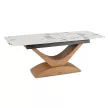 Masă ceramică extensibilă Alicante 160–200 cm marmură albă/stejar