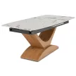 Masă ceramică extensibilă Alicante 160–200 cm marmură albă/stejar