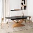 Masă ceramică extensibilă 160–200 cm, negru marmură/stejar ALICANTE