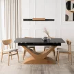 Masă ceramică extensibilă 160–200 cm, negru marmură/stejar ALICANTE
