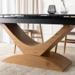 Masă ceramică extensibilă 160–200 cm, negru marmură/stejar ALICANTE