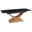 Masă ceramică extensibilă 160–200 cm, negru marmură/stejar ALICANTE