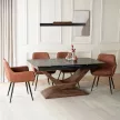 Masă ceramică extensibilă pentru dining 160–200 cm, negru marmură/nuc ALICANTE