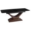 Masă ceramică extensibilă pentru dining 160–200 cm, negru marmură/nuc ALICANTE