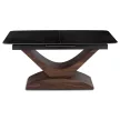 Masă ceramică extensibilă pentru dining 160–200 cm, negru marmură/nuc ALICANTE