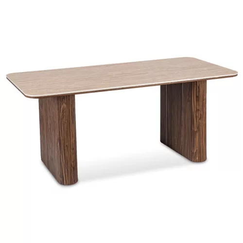 Masă de dining dreptunghiulară 180 cm, finisaj travertin/nuc ARAMIS