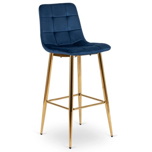 Scaun de bar catifea albastru închis ARIEL