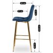 Scaun de bar catifea albastru închis ARIEL