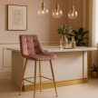 Scaun de bar catifea roz ARIEL