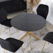 Masă BALI sticlă 100 cm marmură neagră/auriu