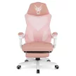 Scaun gaming rotativ cu suport pentru picioare, culoare roz/alb BING