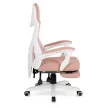 Scaun gaming rotativ cu suport pentru picioare, culoare roz/alb BING