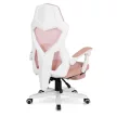 Scaun gaming rotativ cu suport pentru picioare, culoare roz/alb BING