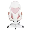 Scaun gaming rotativ cu suport pentru picioare, culoare roz/alb BING