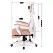 Scaun gaming rotativ cu suport pentru picioare, culoare roz/alb BING
