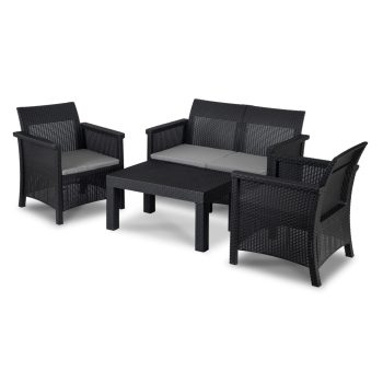 Set mobilier de grădină BRENTA negru și gri