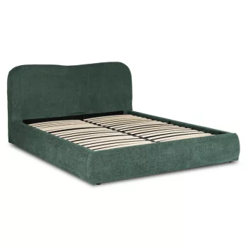   Pat 160x200 cm, cu ladă pentru lenjerie, culoare verde, tapițerie bouclé BRISTOL