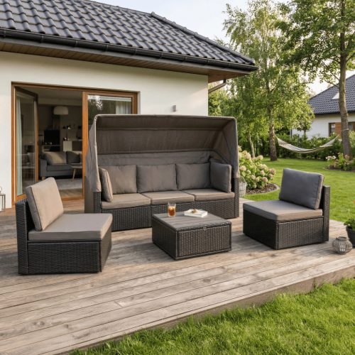 Set mobilier de grădină negru/maro – CALIENTE