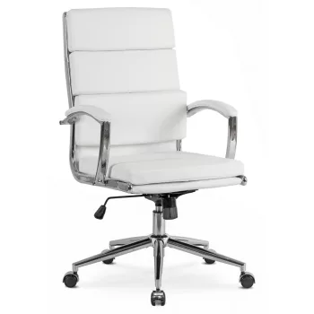 Scaun rotativ piele ecologică albă CAMILO