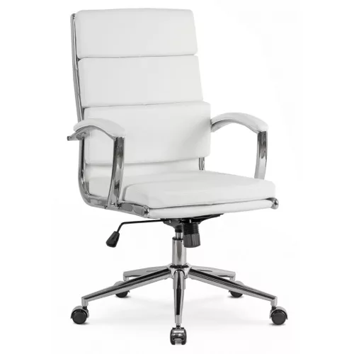 Scaun rotativ piele ecologică albă CAMILO