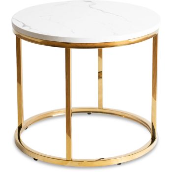 Masă culoare marmură albă/auriu CLIFF