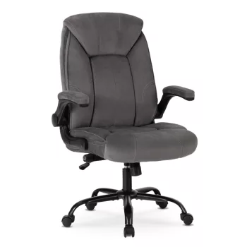 Scaun rotativ gri, tapițat cu velur COMFORT