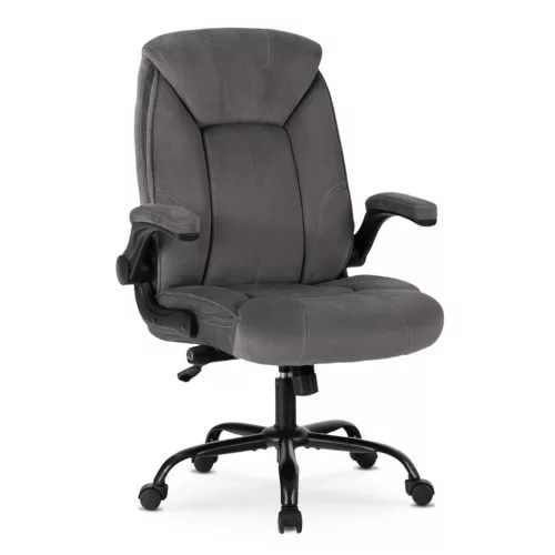 Scaun rotativ gri, tapițat cu velur COMFORT