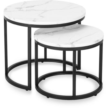Set măsuțe de cafea cu finisaj efect marmură albă DAFNE