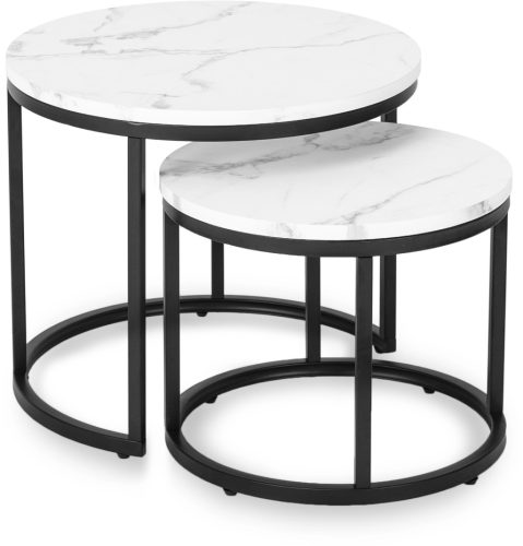 Set măsuțe de cafea cu finisaj efect marmură albă DAFNE